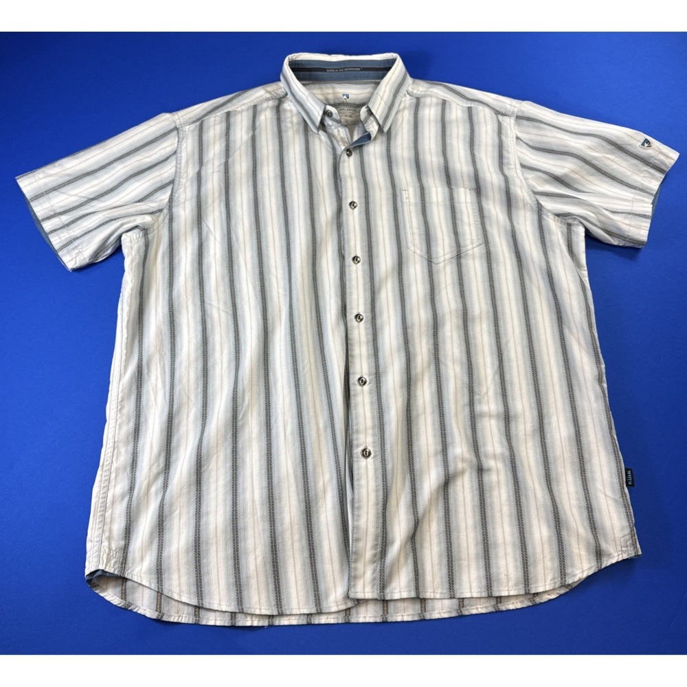 Kuhl The Bohemian Shirt Mens 2XL Button Front Short Sleeve Striped 7566 Casual